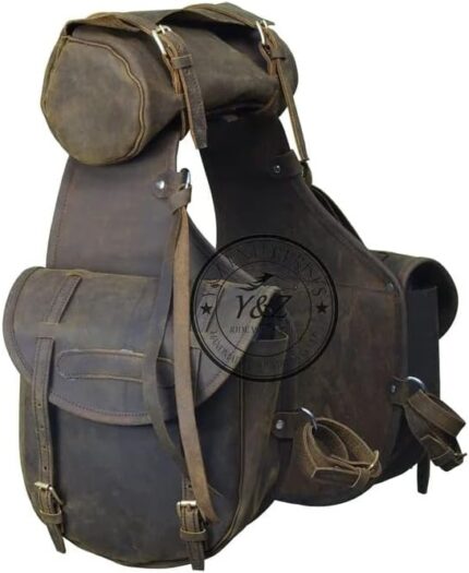 Crazy Horse Leather Saddle Bag, For Western Pleasure Trail Horse Saddle Bag.