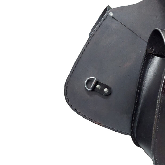 Leather Saddle Bag Black Single Strap Plain Leather - Image 2