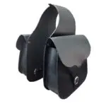 Leather Saddle Bag Black Single Strap Plain Leather - Image 3