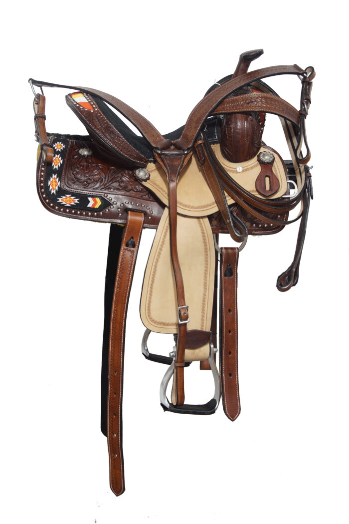 Leather Western Horse Saddle And Tack (Najavo Embroiderey) - Image 1