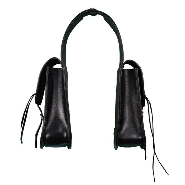Leather Saddle Bag Black Floral Carved Decorated With Studs 10x10 size - Image 3