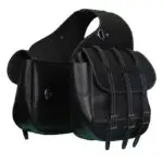 Leather Saddle Bag Black Three Strap - Image 3
