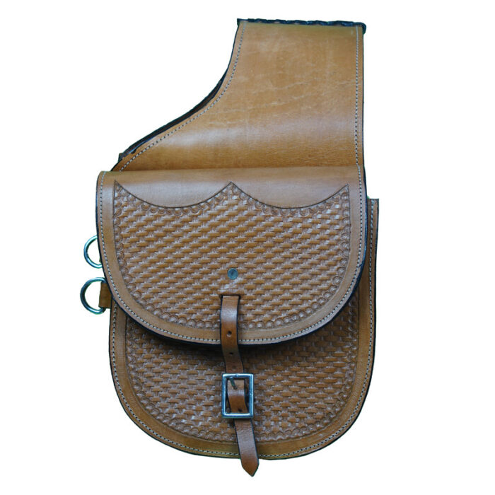 Leather Saddle Bag Brown Single Strap Mat Tooled Leather Saddle bag - Image 2