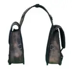 Leather Saddle Bag Black Roughout Floral Tooled and Cross Design - Image 2