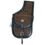 Leather Saddle Bag Black Two Strap Tooled Leather Saddle Bag - Image 2