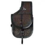 Leather Saddle Bag Black Single Strap Tooled Saddle Bag - Image 2