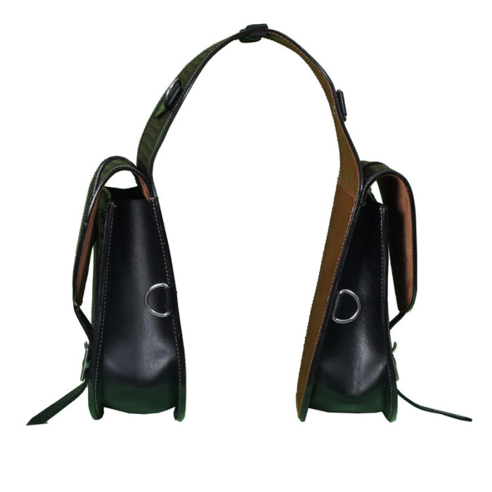 Leather Saddle Bag Black Single Strap Tooled Saddle Bag - Image 3