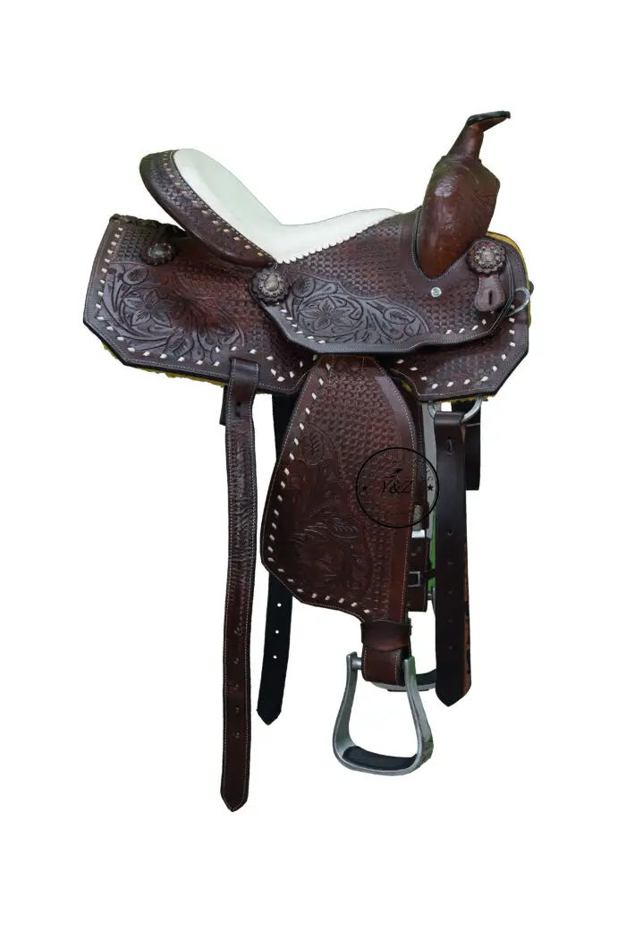Leather Western Barrel Racing Horse Saddle With Tack Set - Image 1