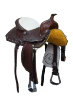 Leather Western Barrel Racing Horse Saddle With Tack Set - Image 2