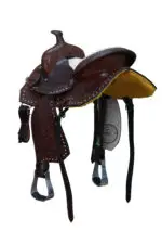 Leather Western Barrel Racing Horse Saddle With Tack Set - Image 3