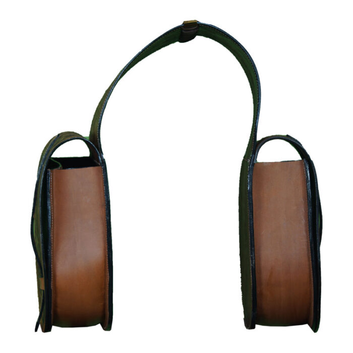 Leather Saddle Bag Brown Single Strap Floral Carving Saddle Bag - Image 3
