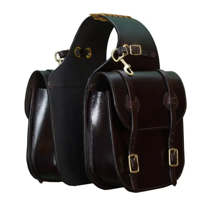 Leather Saddle Bag Two Strap Golden Snap Saddle Bag - Image 1