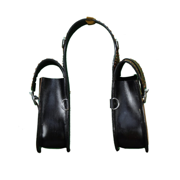 Leather Saddle Bag Brown Single Strap Bull Skull Painted Saddle Bag - Image 3