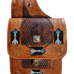 Leather Saddle Bag Brown Beeded Arrow Design Saddle Bag