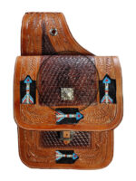 Leather Saddle Bag Brown Beeded Arrow Design Saddle Bag