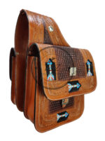 Leather Saddle Bag Brown Beeded Arrow Design Saddle Bag - Image 2