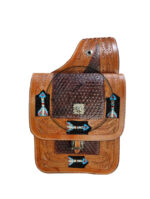 Leather Saddle Bag Brown Beeded Arrow Design Saddle Bag - Image 4