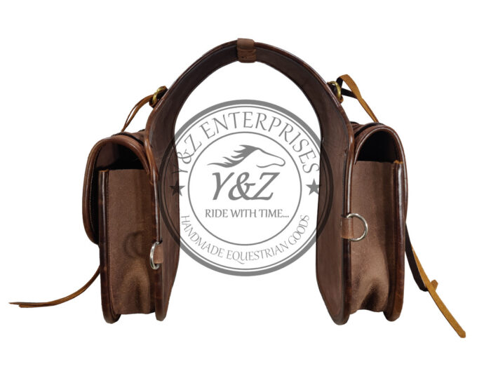 Leather Saddle Bag Brown Rough Out Saddle Bag - Image 3