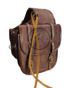 Leather Saddle Bag Brown Rough Out Saddle Bag - Image 4