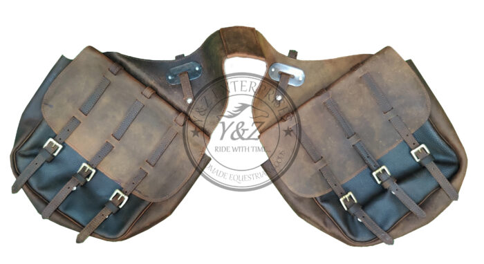 Leather Horse Saddle Bag, Old Military Style, Antique Look, for Pleasure Trail Riding - Image 3
