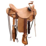 Premium Leather Wade Tree Western Roughout Horse Saddle with Bucking Rolls